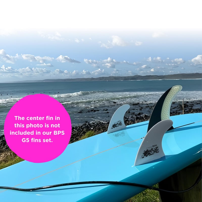 BPS Fiberglass Reinforced Surfboard Fins (3) + FCS Screw Hardware and Wax Comb! Glass Flex Thruster Surf Fin Set (FCS G5 M5 Style) Black - Tri Fin Thruster Set Surfboard fins (Link White) - Image 5